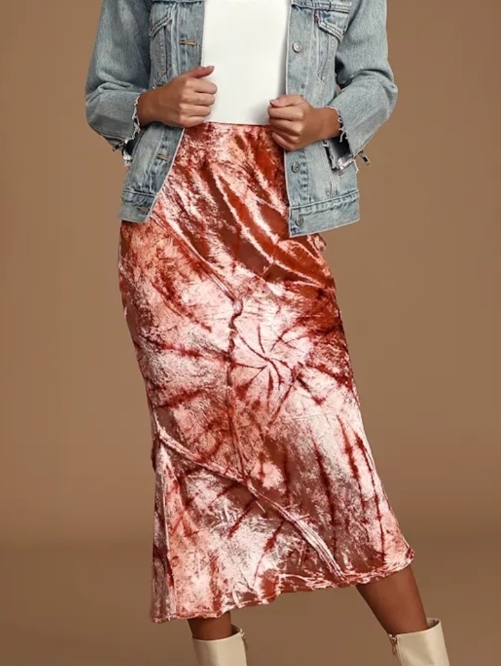 Free People Swagger Tie- Dye Midi Skirt. Large